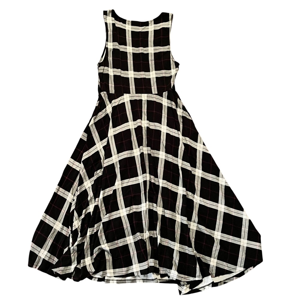 Torrid Plaid Dress Womens Black White Sleeveless Midi Fit Flare Size 0